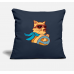 Motorsport Race Cat Racer Pop Art Navy Pillow